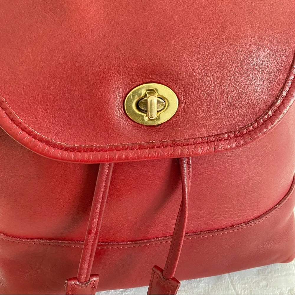 Vintage coach Leather Backpack red